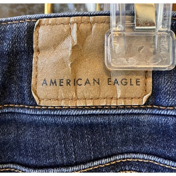 American Eagle Black Denim Jeans Women's Size 14 Hi Rise Skinny Super Stretch - Picture 6 of 16